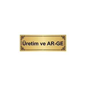Üretim & Ar-ge 7x20cm Altın Renk Metal Yönlendirme Levhası