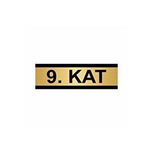 9. Kat 7x20cm Altın Renk Metal Yönlendirme Levhası