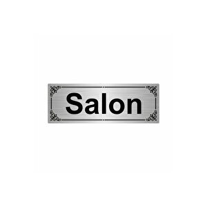 Salon 7x20cm Gümüş Renk Metal Yönlendirme Levhası