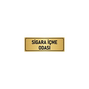 Metal Yönlendirme Levhası, Departman Kapı İsimliği Sigara İçme Odası 5x20 Cm Altın Renk