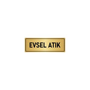 Metal Yönlendirme Levhası, Departman Kapı İsimliği Evsel Atık 10x20 Cm Altın Renk