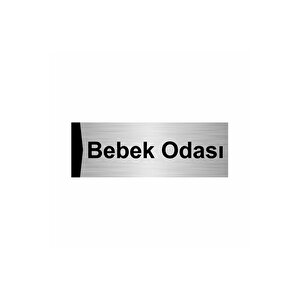 Bebek Odası 10x20cm Gümüş Renk Metal Yönlendirme Levhası