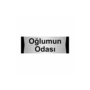 Oğlumun Odası 7x20cm Gümüş Renk Metal Yönlendirme Levhası
