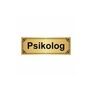 Psikolog 7x20cm Altın Renk Metal Yönlendirme Levhası