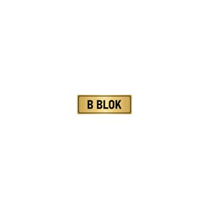 Metal Yönlendirme Levhası, Departman Kapı İsimliği B Blok 10x20 Cm Altın Renk
