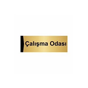 Çalışma Odası 10x20cm Altın Renk Metal Yönlendirme Levhası