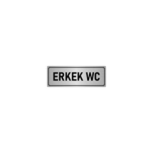 Metal Yönlendirme Levhası, Departman Kapı İsimliği Erkek Wc 10x20 Cm Gümüş Renk