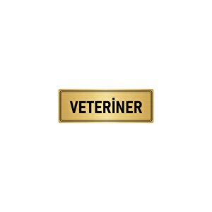 Metal Yönlendirme Levhası, Departman Kapı İsimliği Veteriner 5x20 Cm Altın Renk