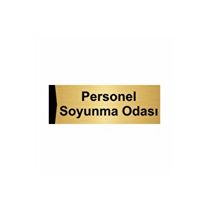 Personel Soyunma Odası 5x20cm Altın Renk Metal Yönlendirme Levhası