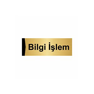 Bilgi İşlem 7x20cm Altın Renk Metal Yönlendirme Levhası