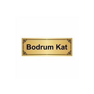 Bodrum Kat 7x20cm Altın Renk Metal Yönlendirme Levhası
