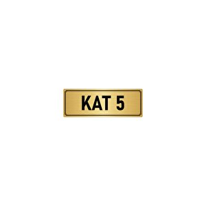 Metal Yönlendirme Levhası, Departman Kapı İsimliği Kat 5 7x20 Cm Altın Renk