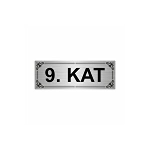 9.kat 7x20cm Gümüş Renk Metal Yönlendirme Levhası