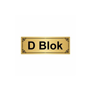 D Blok 7x20cm Altın Renk Metal Yönlendirme Levhası