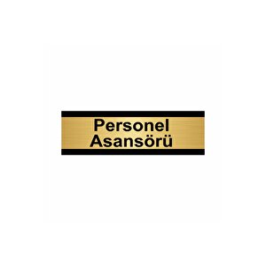 Personel Asansörü 7x20cm Altın Renk Metal Yönlendirme Levhası