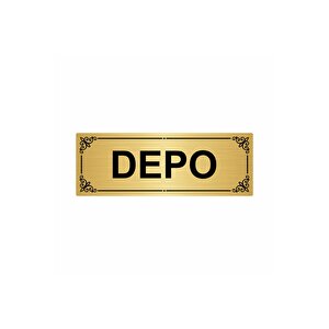 Depo 7x20cm Altın Renk Metal Yönlendirme Levhası