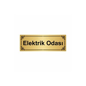 Elektrik Odası 7x20cm Altın Renk Metal Yönlendirme Levhası