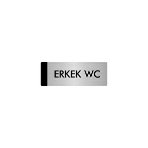 Metal Yönlendirme Levhası, Departman Kapı Isimliği Erkek Wc 10x20 Cm Gümüş Renk