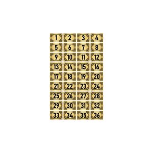 Metal Kapı Masa Dolap Numara Levhası 7x10cm Altın Renk 36 Adet (1…36)