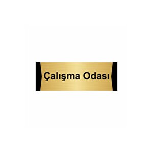 Çalışma Odası 10x20cm Altın Renk Metal Yönlendirme Levhası