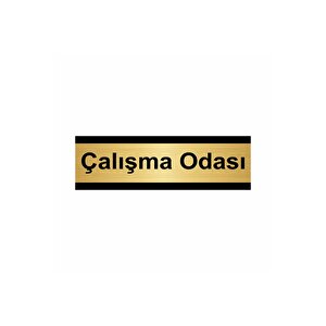 Çalışma Odası 10x20cm Altın Renk Metal Yönlendirme Levhası