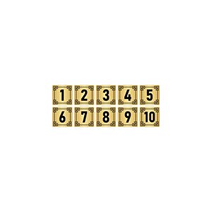 Metal Kapı Masa Dolap Numara Levhası 4x4cm Altın Renk 10 Adet (1…10)