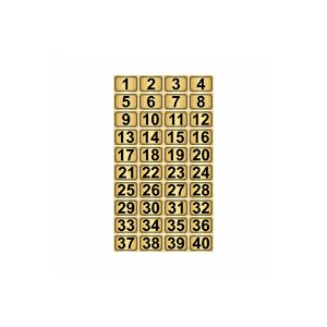 5x7cm Metal Yapışkanlı Numara (1..40) 40 Adet Altın Renk Metal