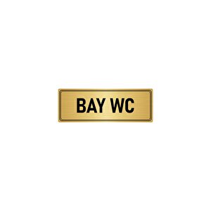 Metal Yönlendirme Levhası, Departman Kapı İsimliği Bay Wc 5x20 Cm Altın Renk