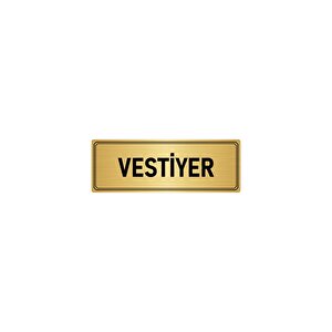 Metal Yönlendirme Levhası, Departman Kapı İsimliği Vestiyer 7x20 Cm Altın Renk