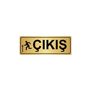 Çikiş Yukari Yönlendi̇rme Levhasi 10cmx20cm Altin Renk Metal
