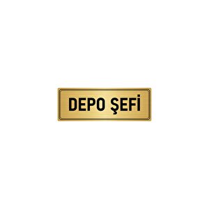 Metal Yönlendirme Levhası, Departman Kapı İsimliği Depo Şefi 5x20 Cm Altın Renk