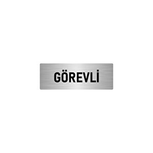 Metal Yönlendirme Levhası, Departman Kapı İsimliği Görevli 7x20 Cm Gümüş Renk