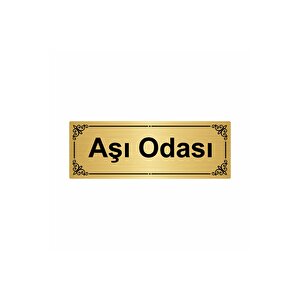 Aşı Odası 7x20cm Altın Renk Metal Yönlendirme Levhası