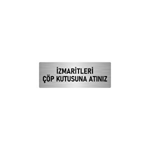 Metal Yönlendirme Levhası, Departman Kapı İsimliği İzmaritleri Çöp 5x20 Cm Gümüş Renk