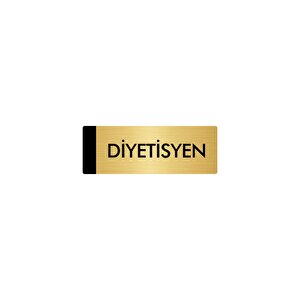 Metal Yönlendirme Levhası, Departman Kapı Isimliği Diyetisyen 10x20 Cm Altın Renk