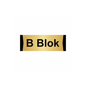 B Blok 10x20cm Altın Renk Metal Yönlendirme Levhası