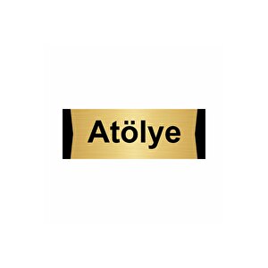 Atölye 10x20cm Altın Renk Metal Yönlendirme Levhası