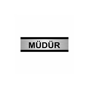 Müdür 7x20cm Gümüş Renk Metal Yönlendirme Levhası