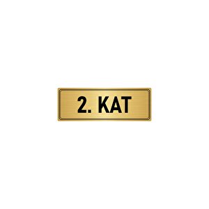Metal Yönlendirme Levhası, Departman Kapı İsimliği 2. Kat 5x20 Cm Altın Renk