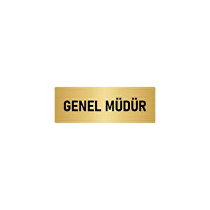 Metal Yönlendirme Levhası, Departman Kapı İsimliği Genel Müdür 5x20 Cm Altın Renk