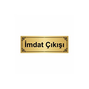 İmdat Çıkışı 7x20cm Altın Renk Metal Yönlendirme Levhası