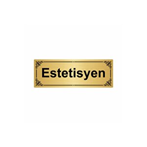 Estetisyen 7x20cm Altın Renk Metal Yönlendirme Levhası