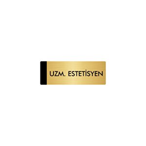 Metal Yönlendirme Levhası, Departman Kapı Isimliği Uzm.estetisyen 5x20 Cm Altın Renk