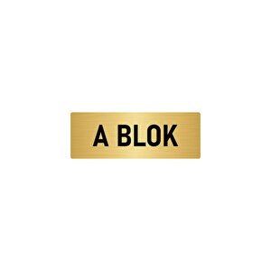 Metal Yönlendirme Levhası, Departman Kapı İsimliği A Blok 10x20 Cm Altın Renk