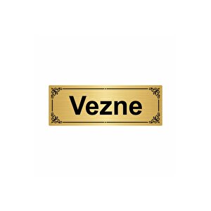 Vezne 7x20cm Altın Renk Metal Yönlendirme Levhası
