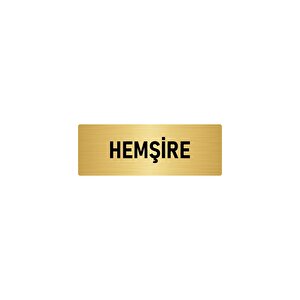 Metal Yönlendirme Levhası, Departman Kapı İsimliği Hemşire 10x20 Cm Altın Renk
