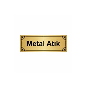 Metal Atık 7x20cm Altın Renk Metal Yönlendirme Levhası