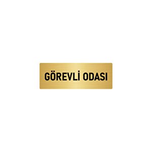 Metal Yönlendirme Levhası, Departman Kapı İsimliği Görevli Odası 10x20 Cm Altın Renk