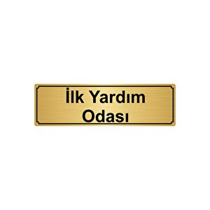 İlk Yardim Odasi Yönlendi̇rme Levhasi 5cmx20cm Altin Renk Metal