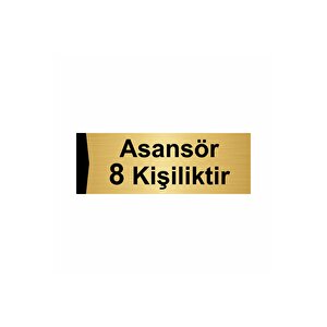 Asansör 8 Kişiliktir 5x20cm Altın Renk Metal Yönlendirme Levhası